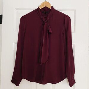 Quince Washable Stretch Silk Tie Neck Blouse